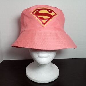 New DC Supergirl Bucket Hat! Multicolored Logo. One Size Fits Most. Pink. Unisex